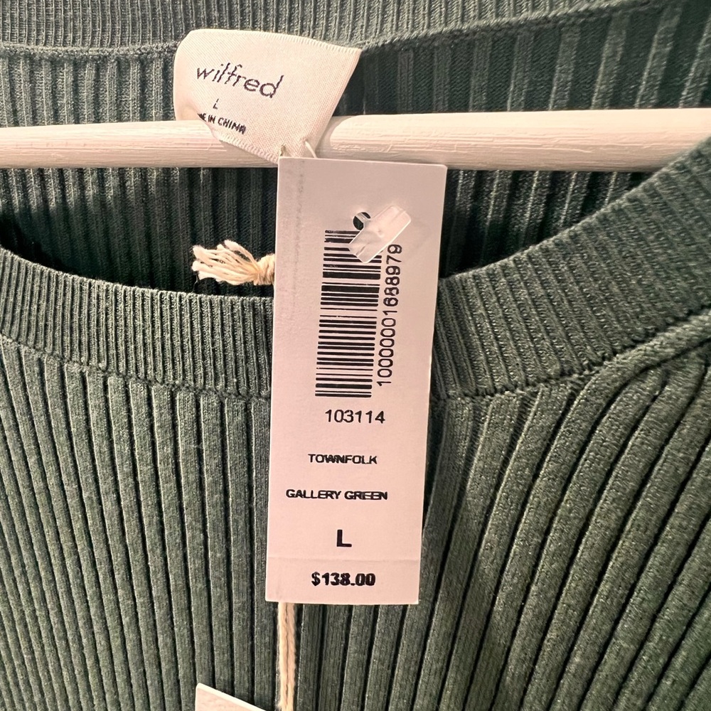 ARITZIA WILFRED Sage Green Ribbed Dress NWT! Size L - Picture 15 of 16